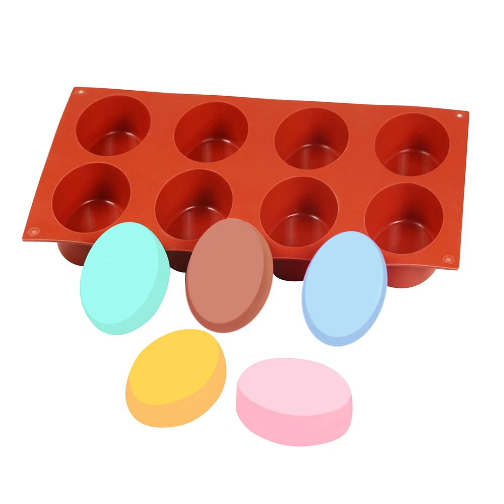 

New 8 Cavity Ellipse Silicone Soap Mold Candle Pudding Candy Wax Aromatherapy mould Craft Decorating 3D DIY Handmade Making Tool