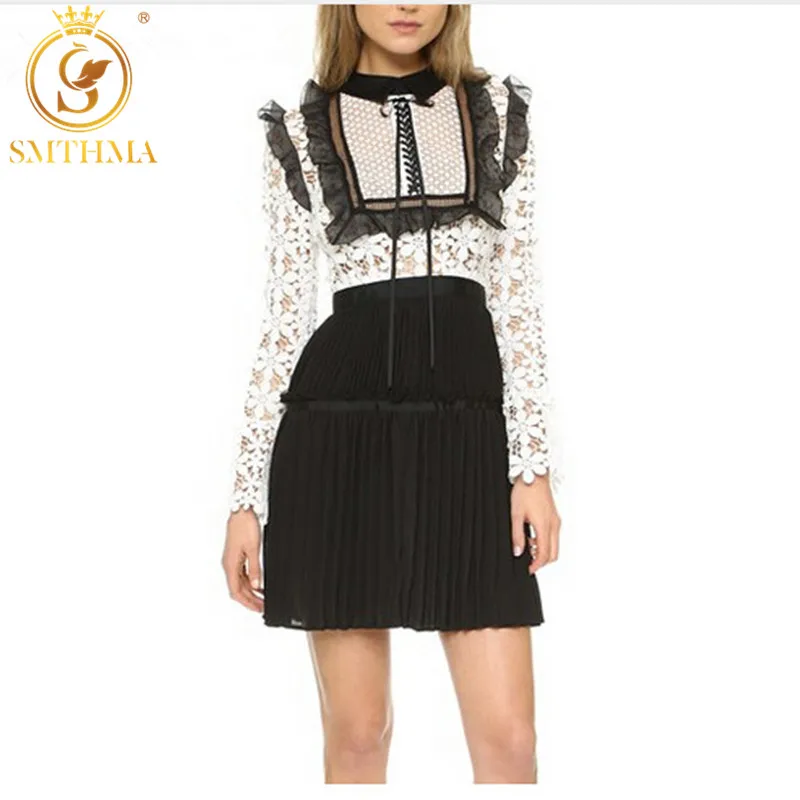 Женское платье автопортрет SMTHMA кружевное лоскутное с цветочным принтом весна