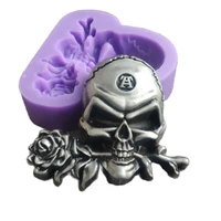 skull rose silicone mold for gypsum form fondant chocolate epoxy sugarcraft mould pastry cupcake decorating kitchen accessories