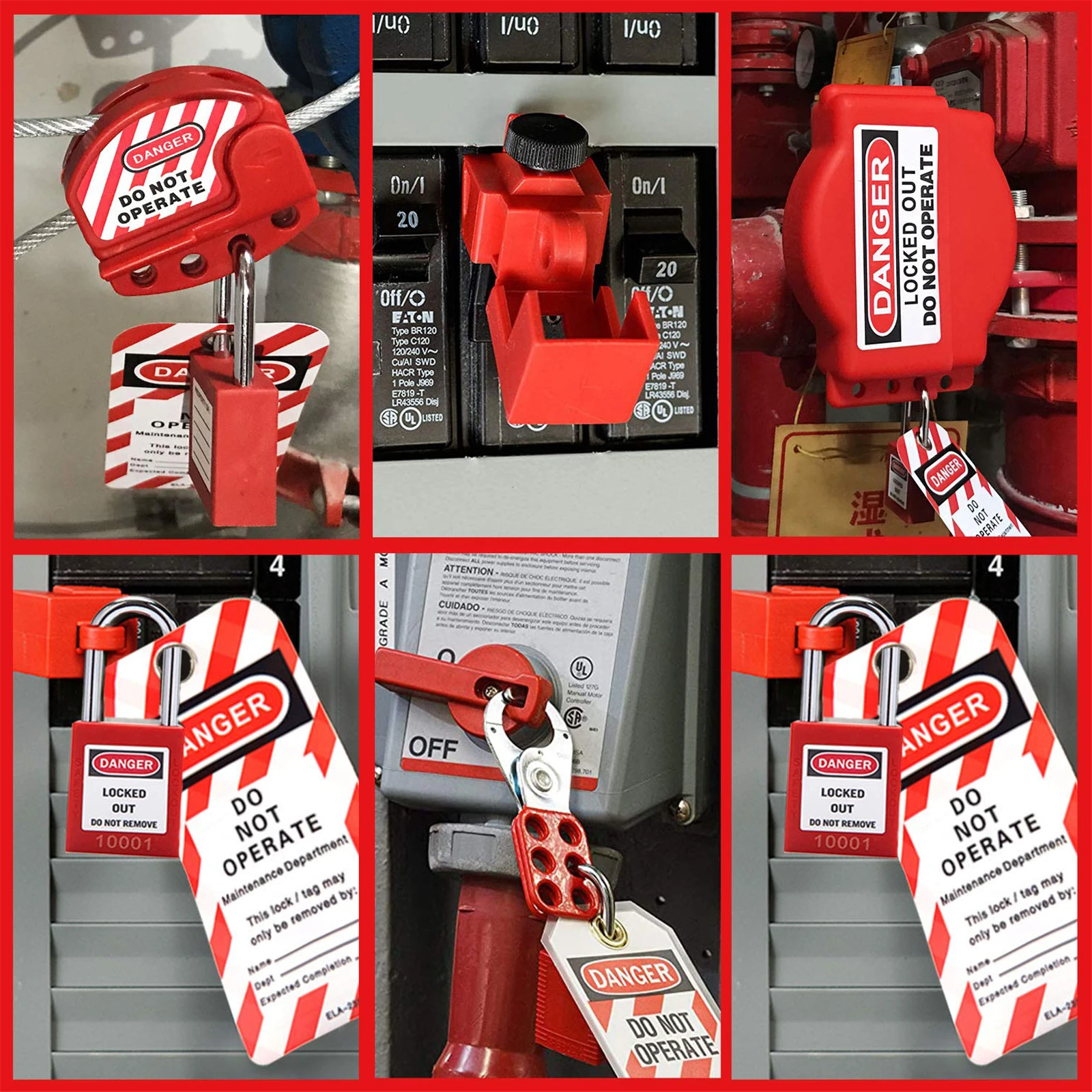 

Lockout Tagout Kit Set Valve Plug Steel Cable Hasp Lockout Universal Circuit Breaker Locks Safety Padlocks Set (2 Keys Per Lock)