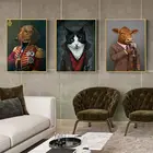 Винтажный постер с изображением кошки собаки коровы, животных, художественные холщовые постеры и принты, настенные художественные картины для гостиной, домашний декор без рамки