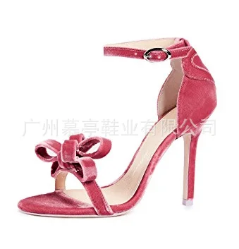 

Fashion solid velvet sexy bow High Heel Sandals