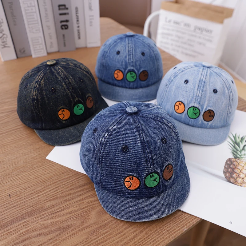 

Детская хлопковая кепка, летняя, весенне-осенняя Повседневная ковбойская Кепка для мальчиков и девочек, детская солнцезащитная Кепка с мяг...