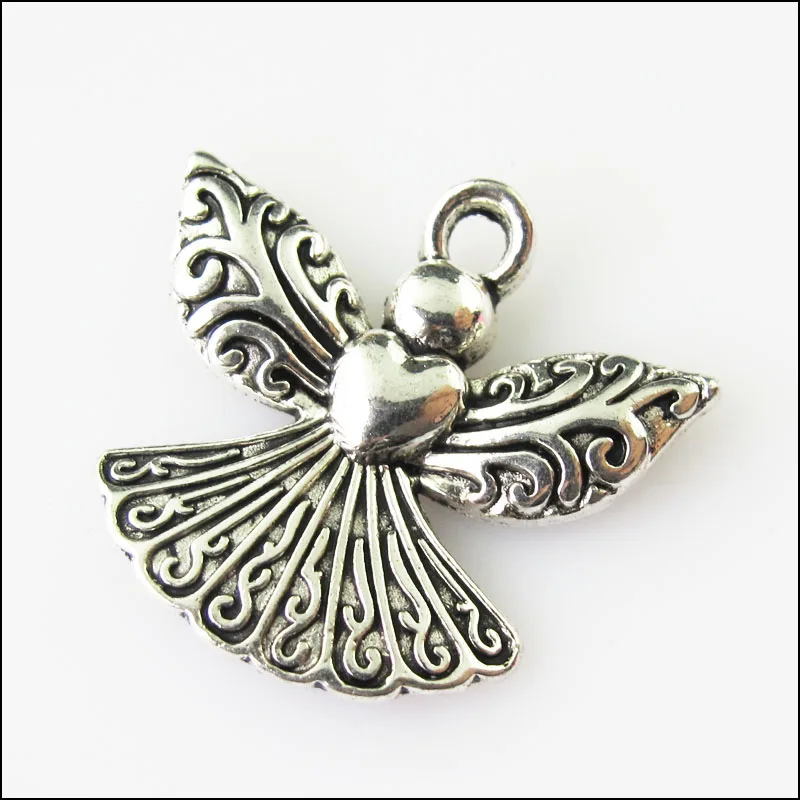 

10 New Heart Angel Wings Tibetan Silver Tone Charms Pendants 21x23mm