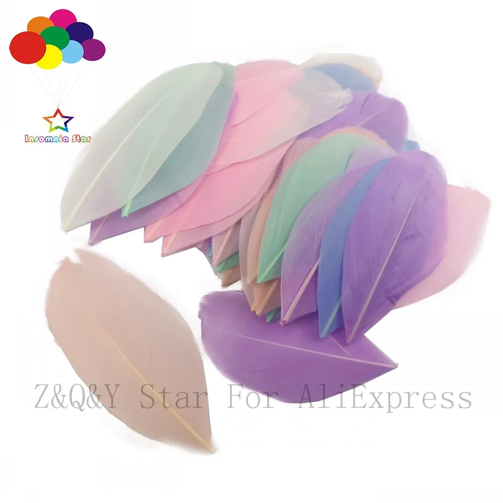 Натуральное гусиное перо 5-9 см, твердая плавающая головка, окрашенные светсветильник ые, смешанные цвета, 100 шт., самодельные Украшения, пузырьковый шар, декоративное перо