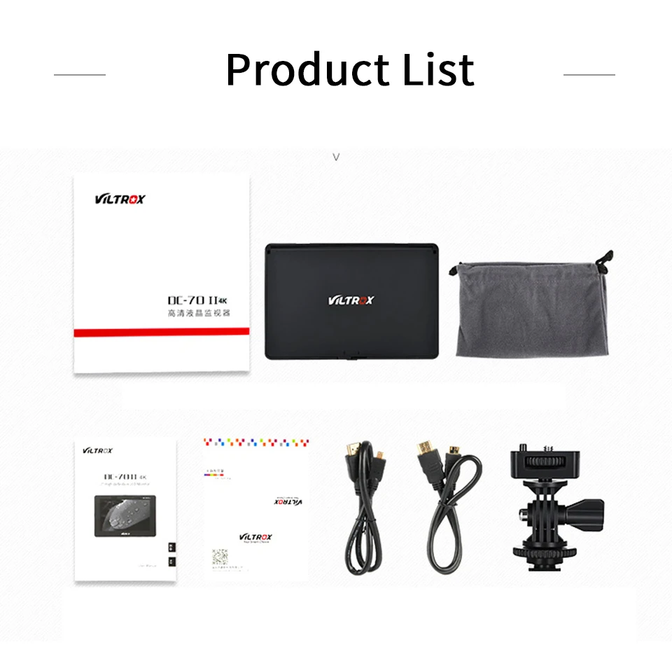 VILTROX TFT 1024*600 HDMI in/out 7 ''дюймовый ЖК-монитор для Canon Nikon sony Panasonic DSLR камер Viltrox DC-70 DC-70II