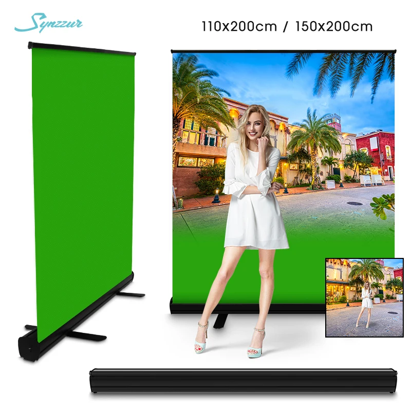 Чистый зеленый экран немнущаяся ткань стиль натяжения хромакей фото и