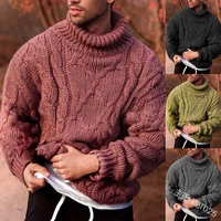 2021new solid color fashion mens loose turtleneck sweaters winter thick warm knitted pullover sweater casual knitwear wool coat