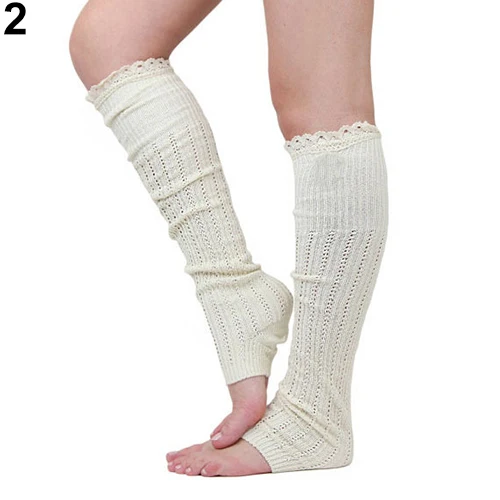 Женские зимние вязаные гетры с кружевной отделкой Вязаные гольфы|Гетры| |