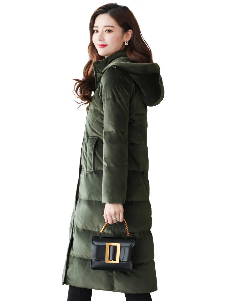 Winter Coat Women 90% Duck Down Jacket Women Clothes 2020 Gold Velvet Long Coats Female Korean Parka Abrigo Mujer MY1484