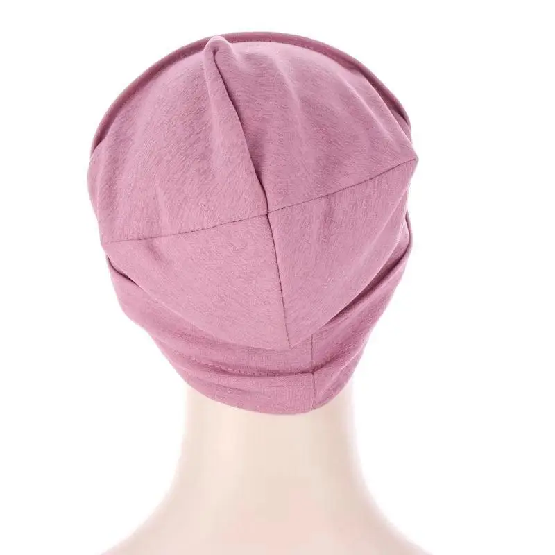 

New Women Solid Bamboo joint fabric Baggy Hat Satin Lining Chemo Cap With Elastic Band Night Sleep Cap Headwear Hair Accessories
