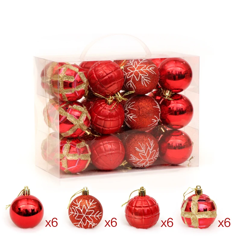 

24PCS A Set Christmas Tree Decoration Ball Colorful Christmas Drop Decoration Santa Light Ball Home Party Market Ornament