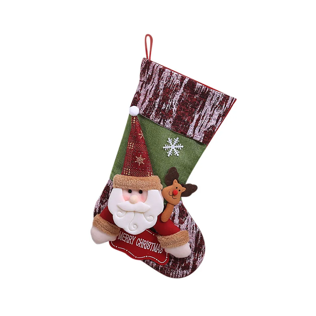 Большие рождественские носки украшения в виде елки новогодний мешок конфет