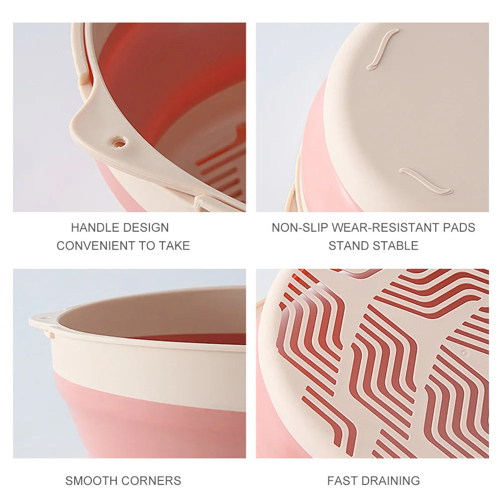 

Double-Layer Strainer Plastic Kitchen Large Multi Function Folding Thickened Pads Fruit Drain Basin Household Washing Bowl