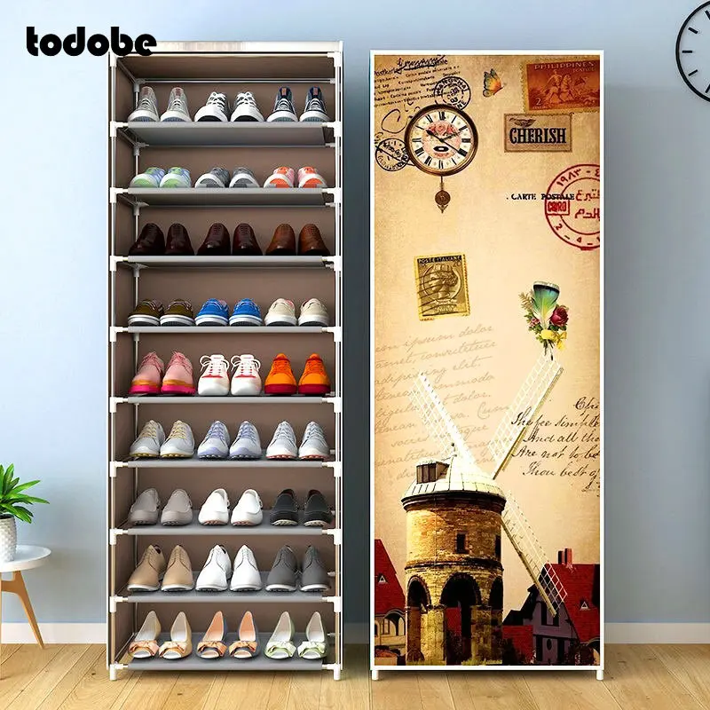 Нетканая тканевая стойка для обуви многослойная Простая установка дома и