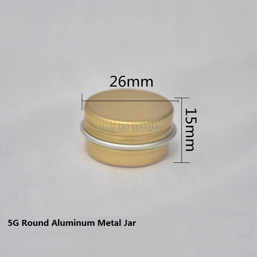 5 г Золотая алюминиевая металлическая банка с винтовой крышкой мини