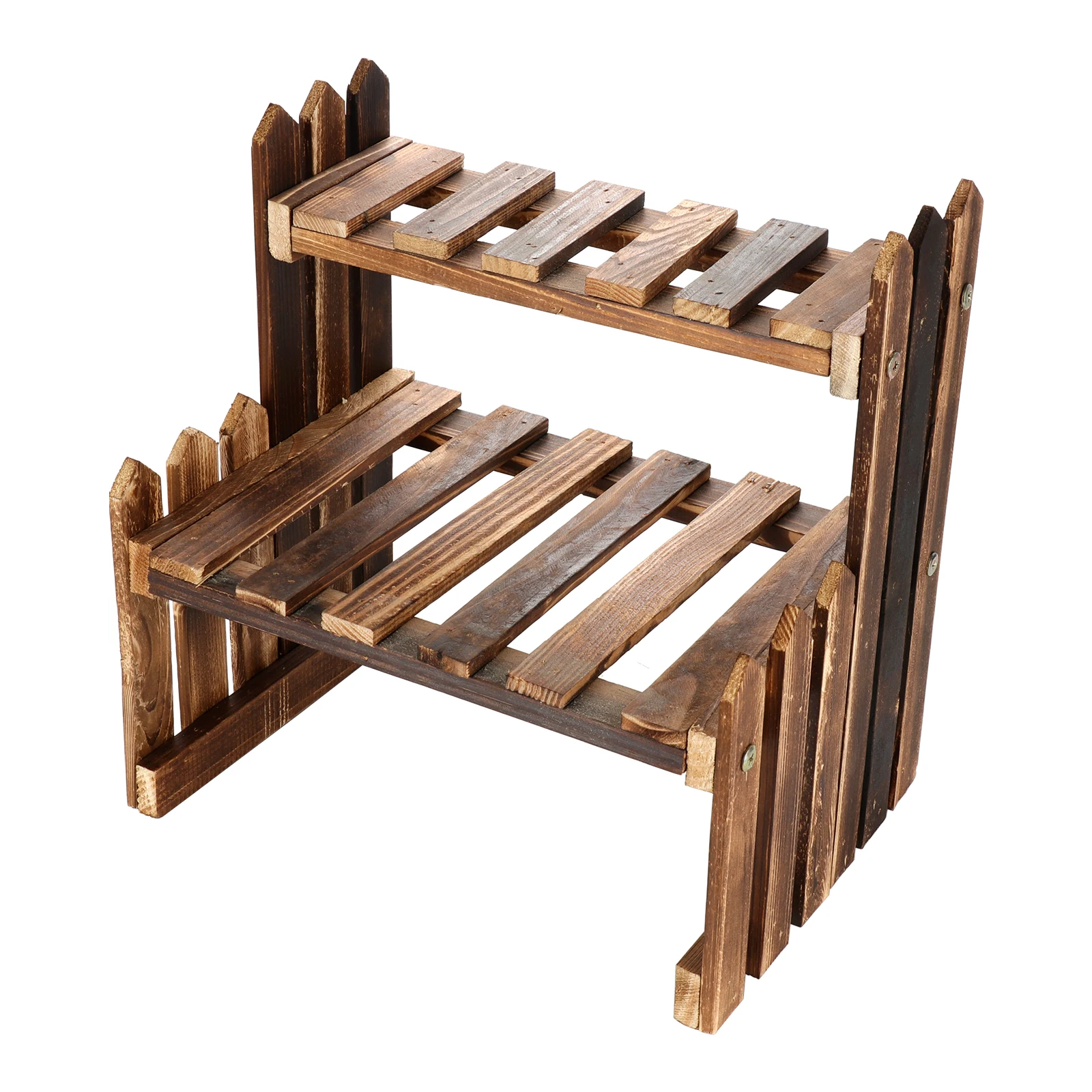 

Balcony Garden Two-layer Wood Plant Stand Wooden Flower Stands Balcony Living Room Yard Indoor Outdoor Garden Rack