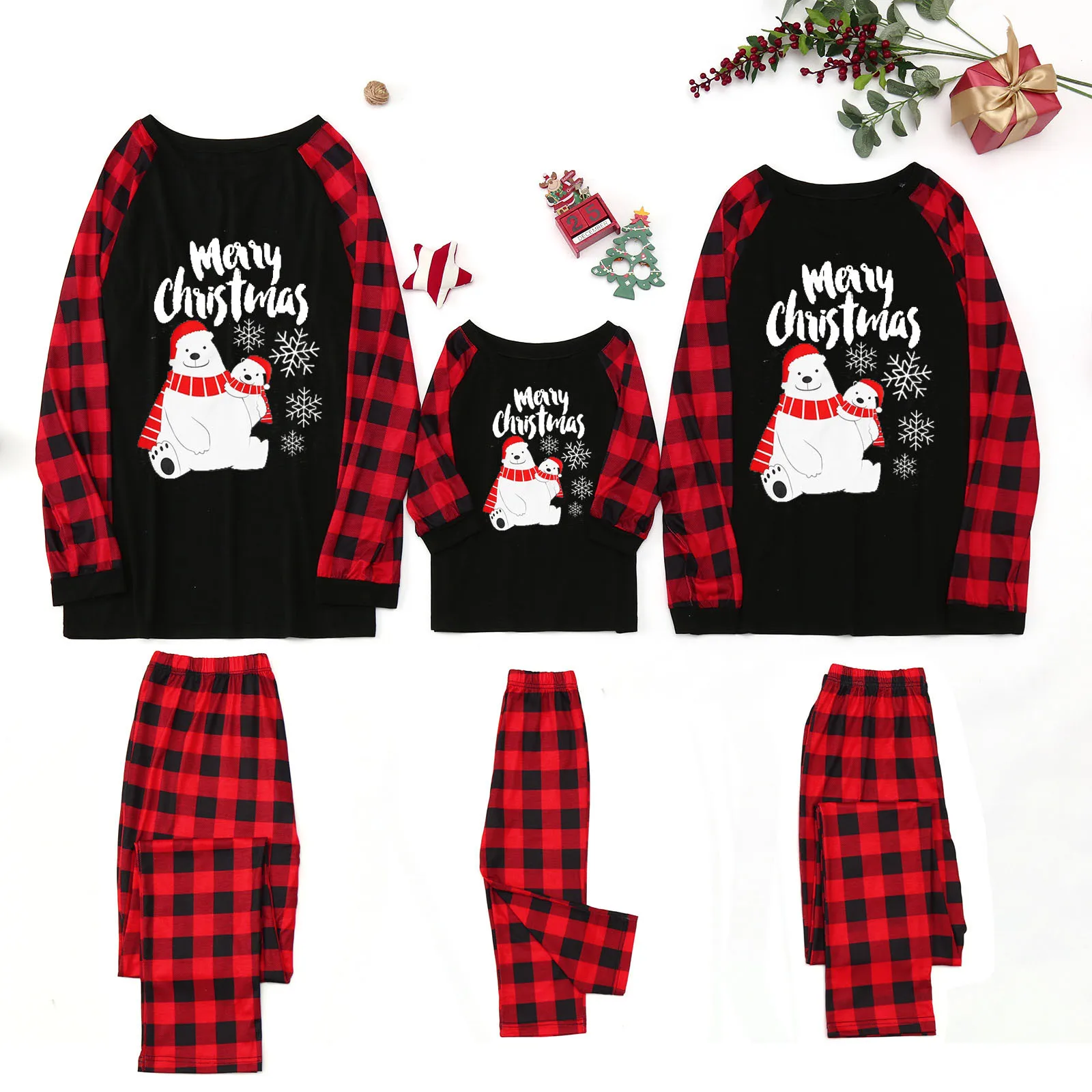 Фото Семейная Рождественская Пижама с оленем одежда для взрослых и детей дешевая