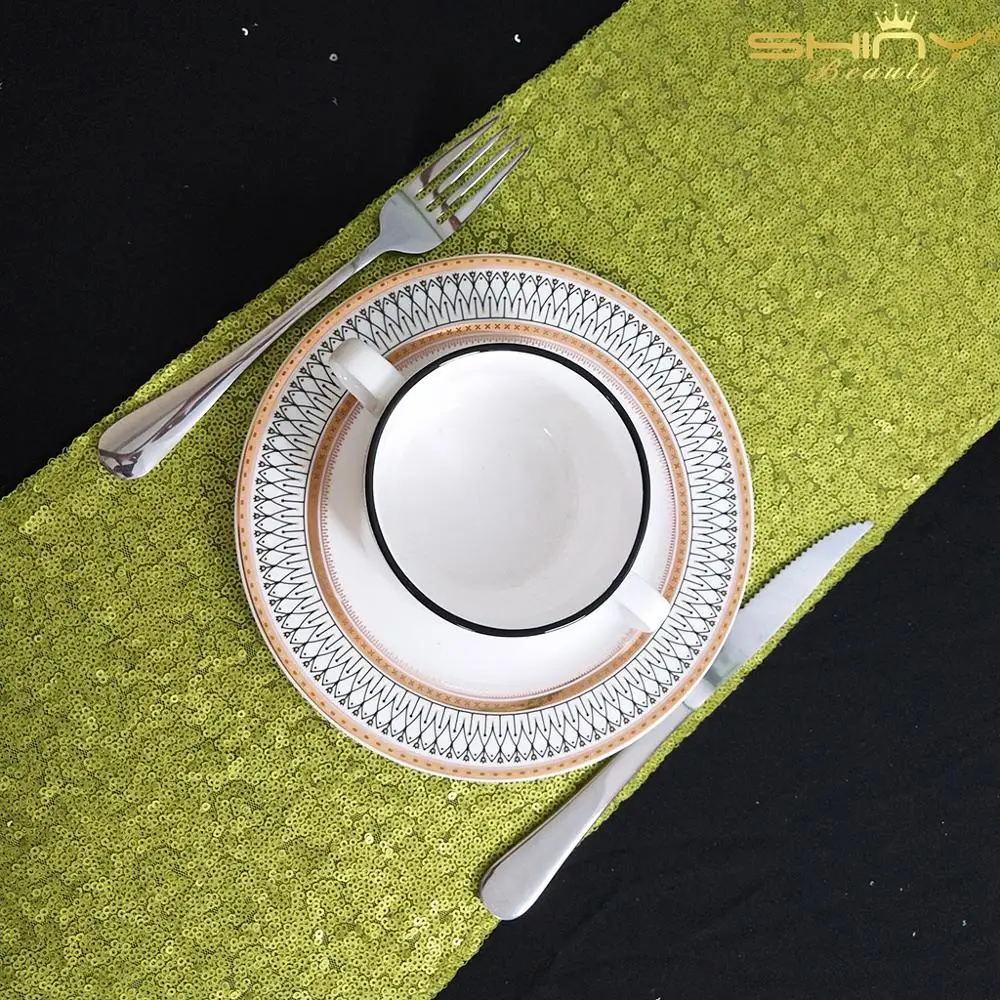 30x225 см Рождественский настольный бегун с зелеными блестками скатерть украшение