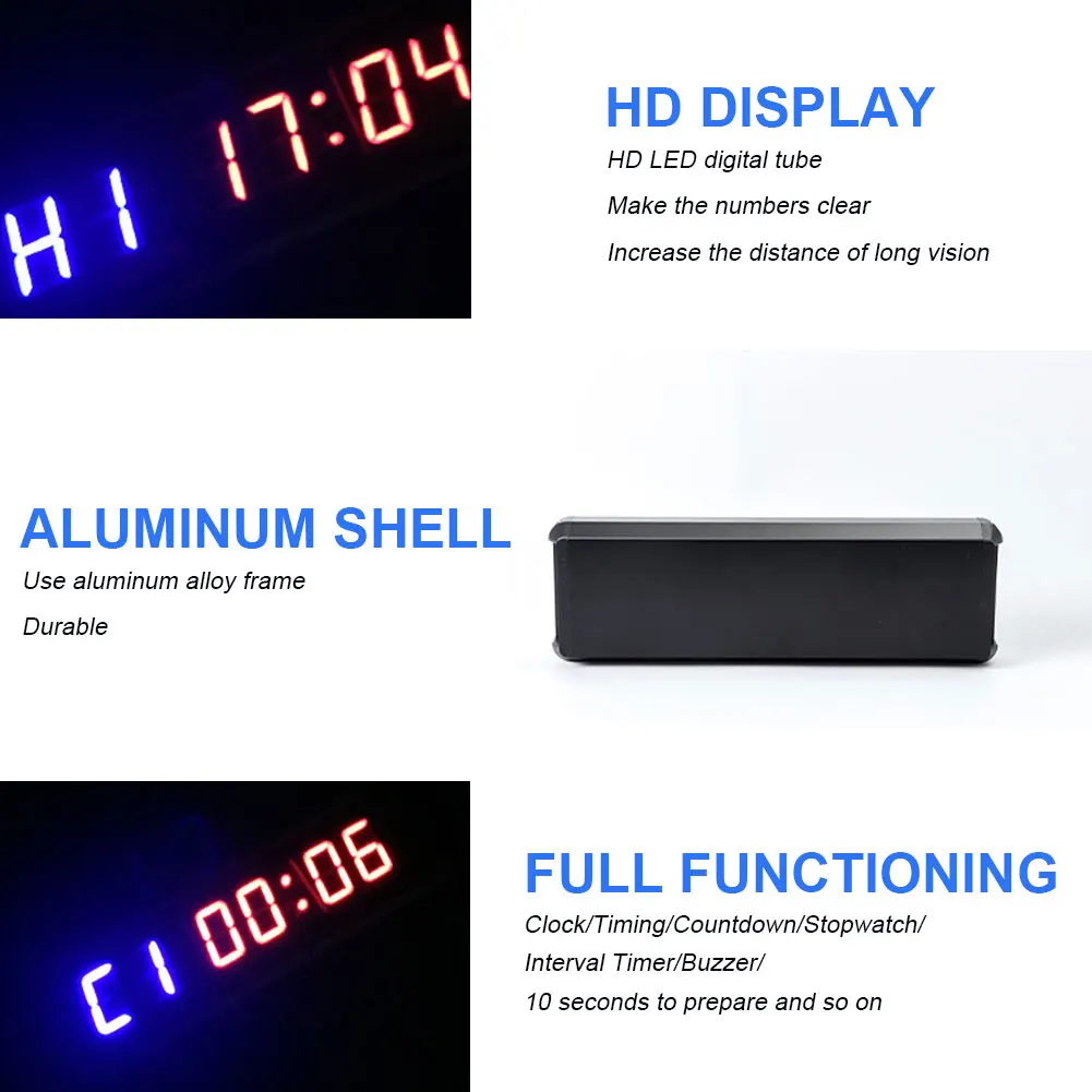

Programmable Training Timer LED Display Interval Timer Wall Clock with Remote for Gym Fitness Training 5V Count Down clock