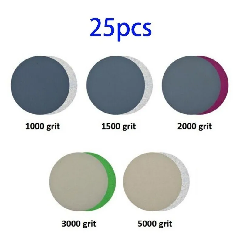 

1000 1500 2000 3000 5000 Grit Sandpaper 25pcs 6 Inch Disc Hook&Loop Duable