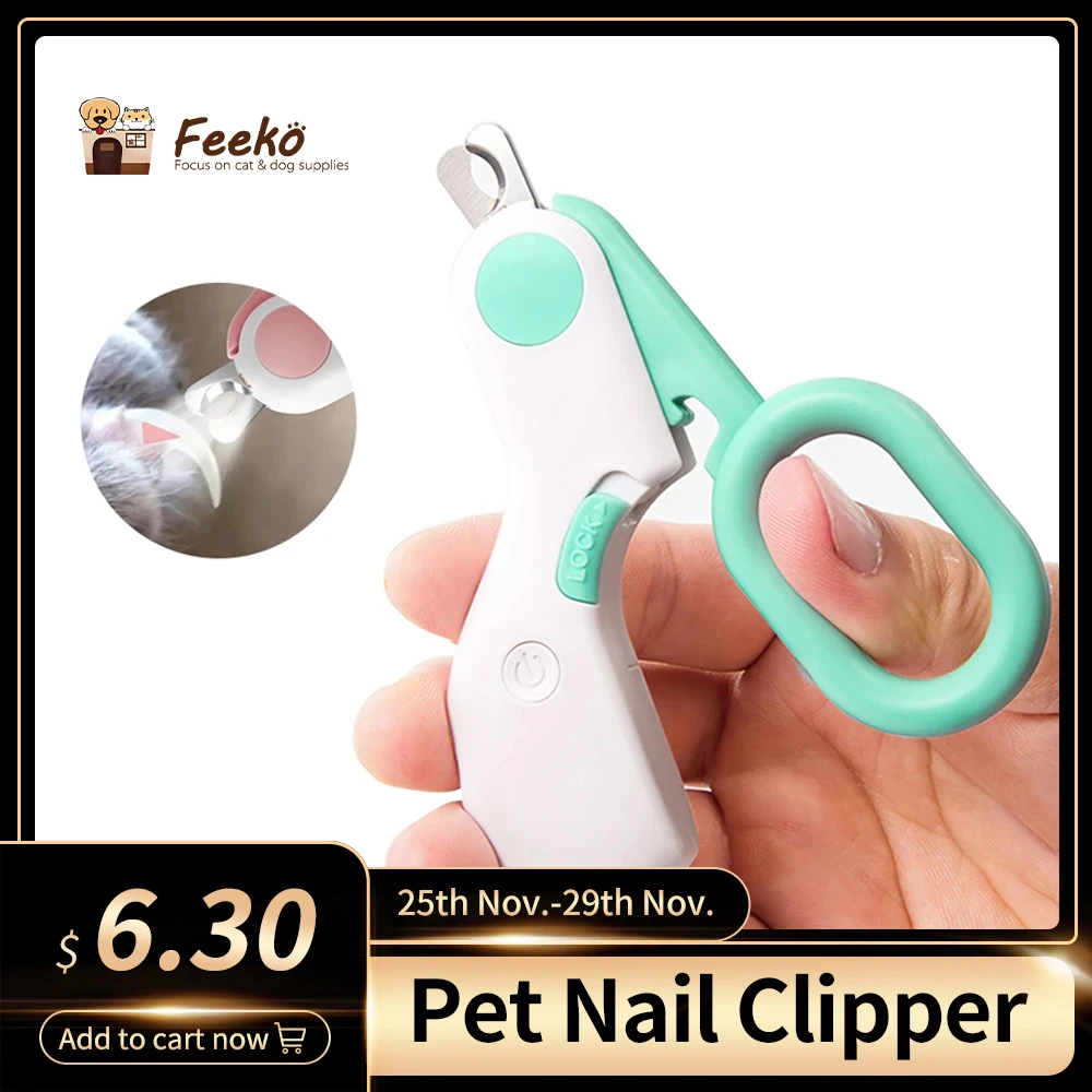 

Feeko LED Pet Nail Clipper For Dogs Goods For Cats Claw Sharpener Safe Nail Cutter Fingernail Clipper For Kittens Dog Products