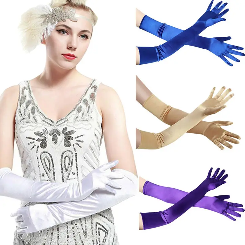 

Goocheer New Arrival Womens Prom Elbow-length Long Stretch Satin Evening Party Arm Gloves