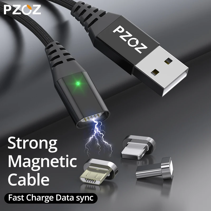 Магнитный кабель PZOZ Shop club Micro USB Type C 8pin адаптер для быстрой зарядки телефона