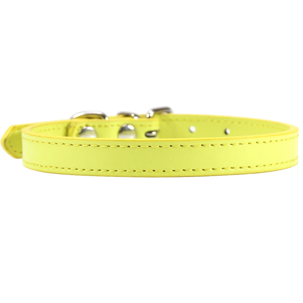 Yellow Dog Collar 16 шт./лот,, 16 цветов, ошейник для питомцев кошек, собак из искусственной кожи, ошейники для щенков, ошейники для маленьких и средних собак, Starp XS/S/M/L/XL - Цвет: Yellow Dog Collar