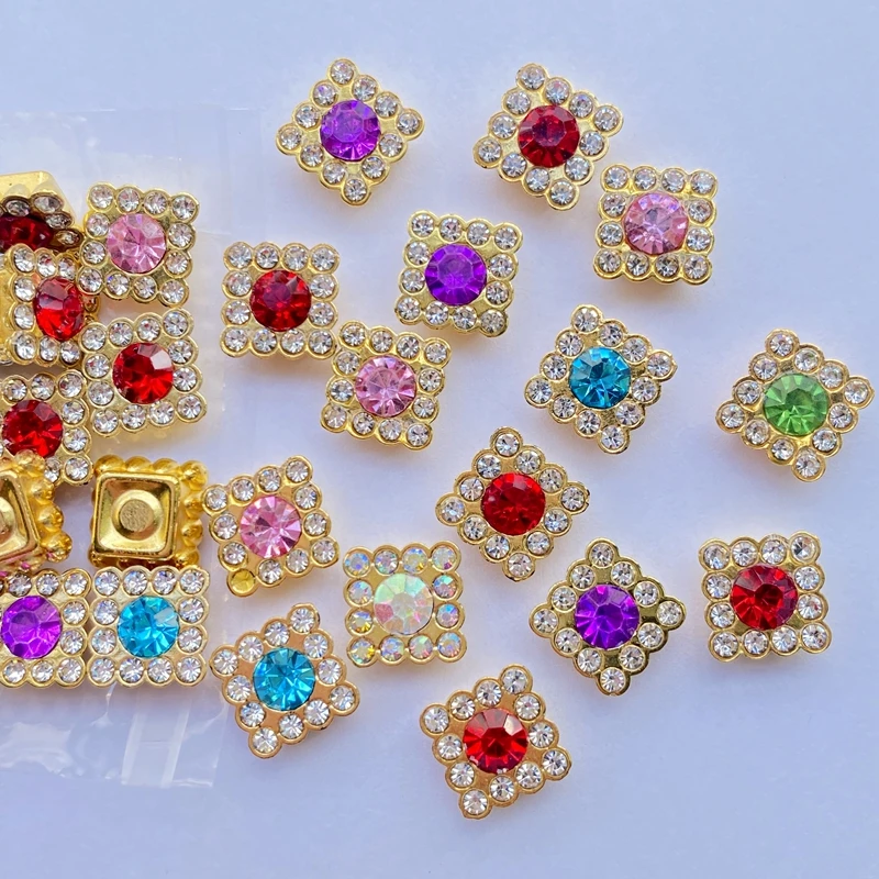 

50/100pcs Shiny beads 10mm Multicolor Square Rhinestone Bezel For Scrapbook Cards Decoration DIY Jewelry Crafts Loose Beads F26