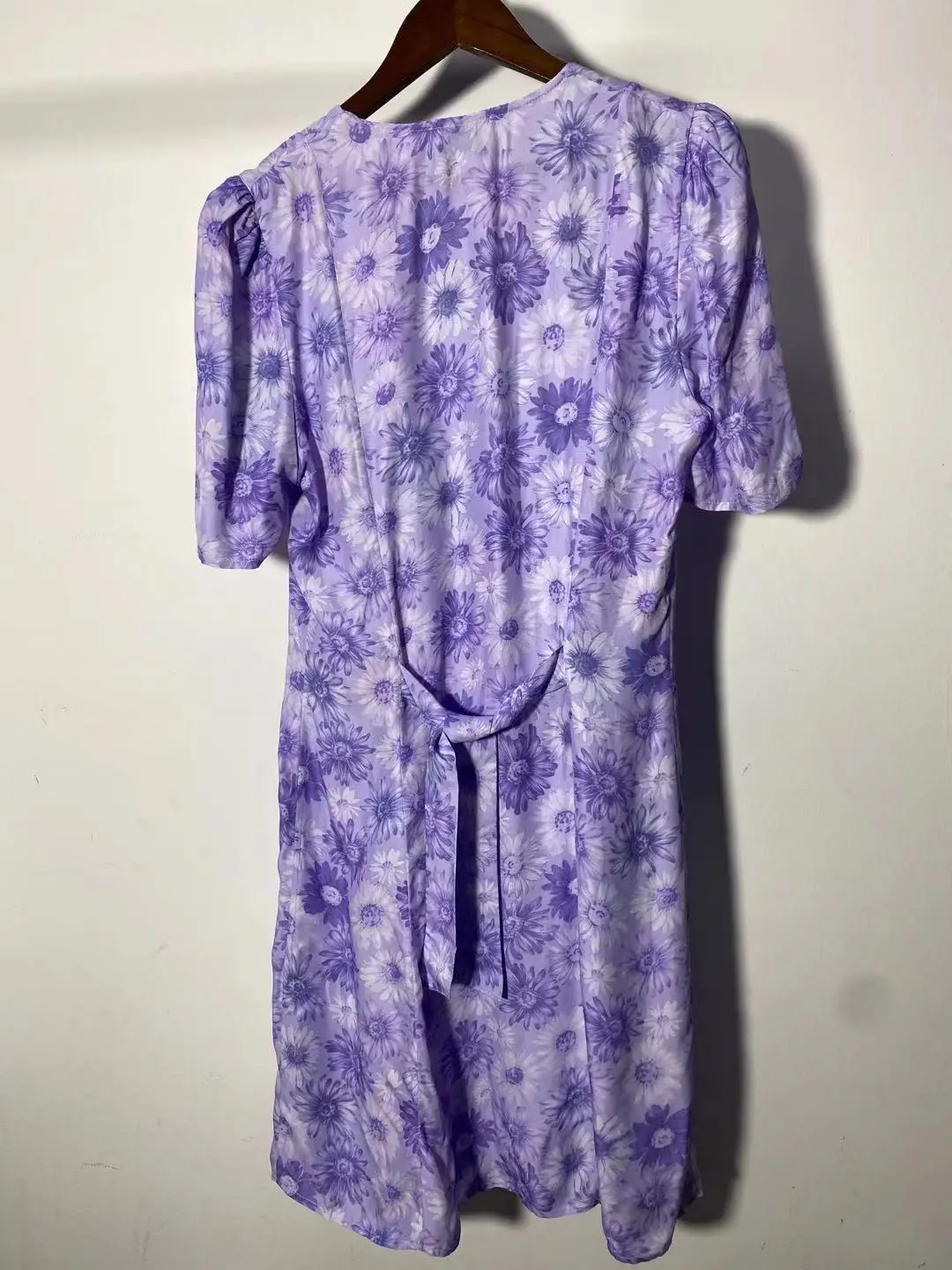 

2021 Women's Summer Dress Purple Short Sleeve Print Elegant Office Clothes French Brand Casual Party Dress Women