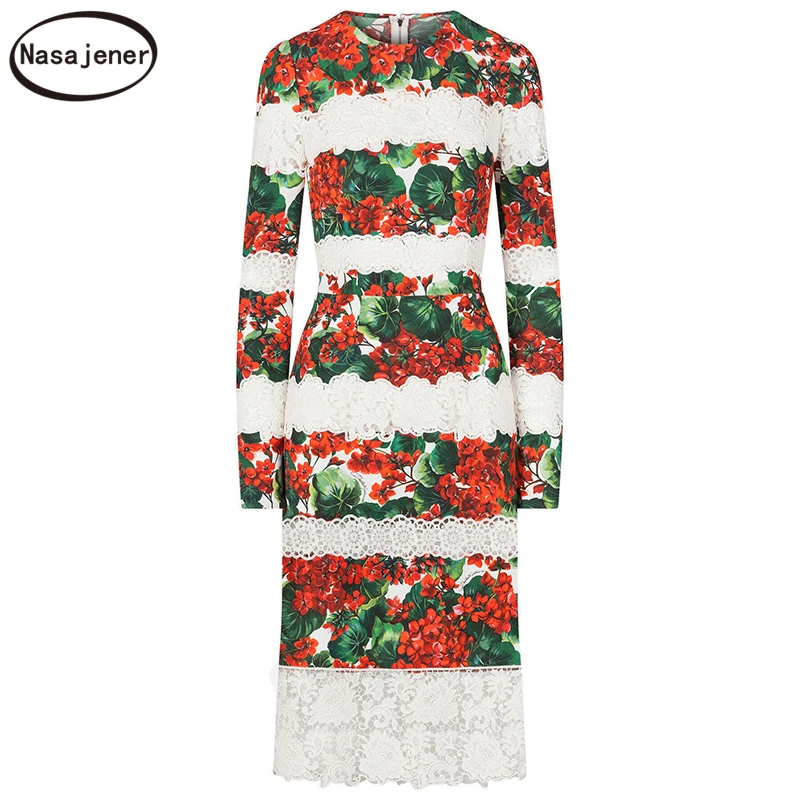 Осень Новая мода элегантный темперамент печати сплайсинга для получения тела