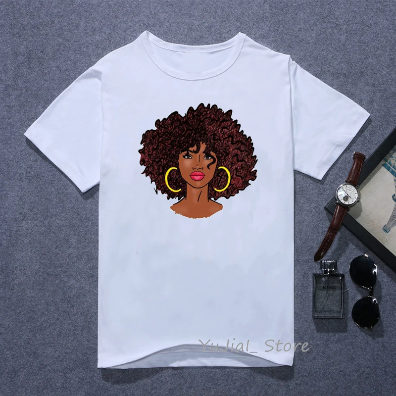 Y101769 Melanin Poppin футболка vogue Футболка женская черная африканская кудрявая волосы девушка футболка с принтом femme harajuku одежда женская футболка Топы - Цвет: Y101769