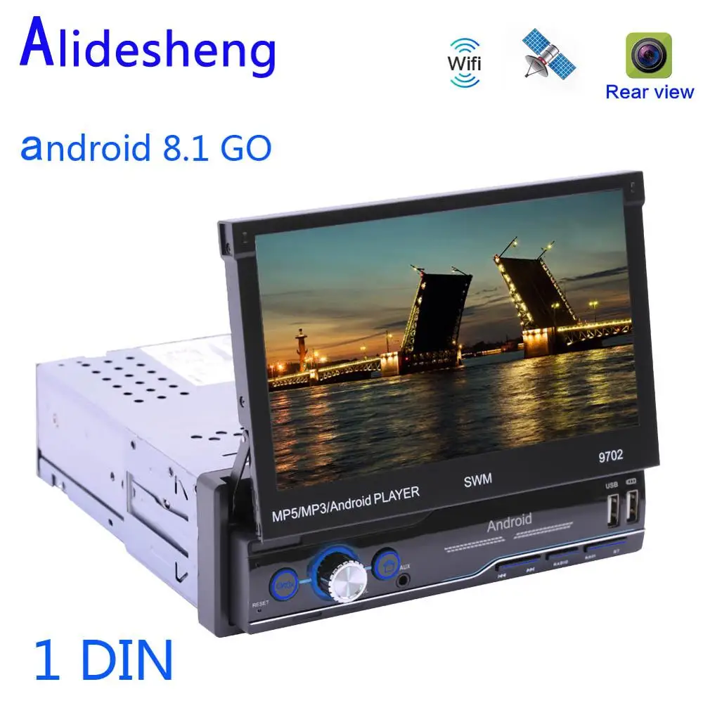 1 Din Android 8 Выдвижной Автомобильный DVD мультимедийный плеер 1DIN 7 ''сенсорный