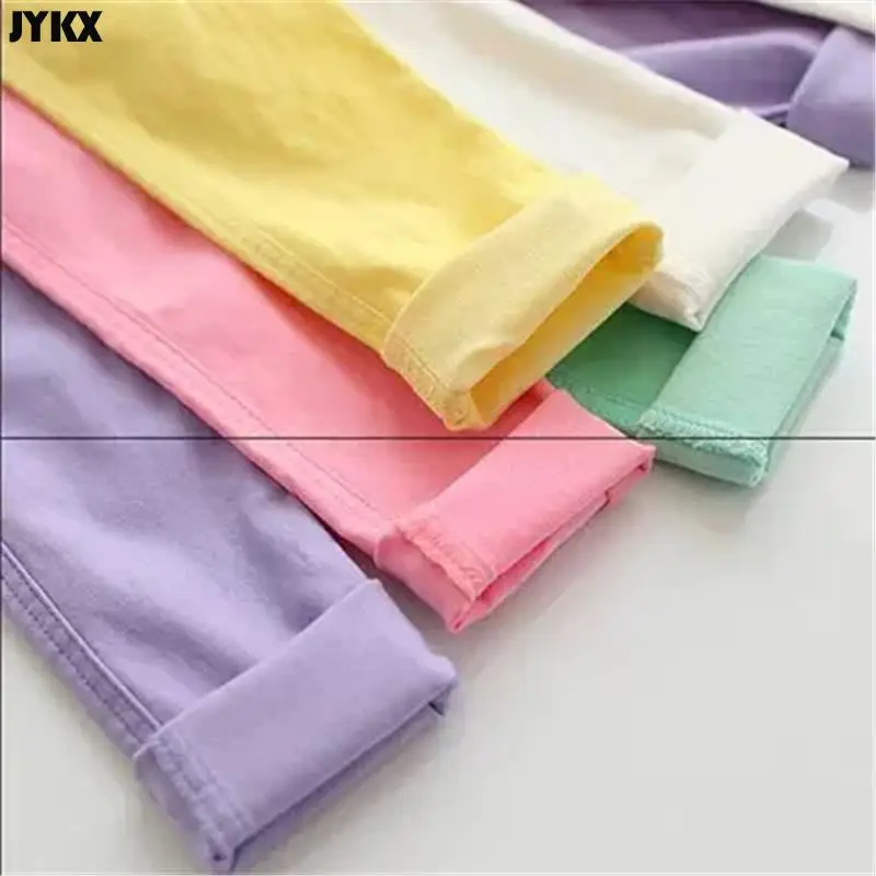 2021 для маленьких девочек брюки Сезон весна осень Яркие Цвет эластичные узкие