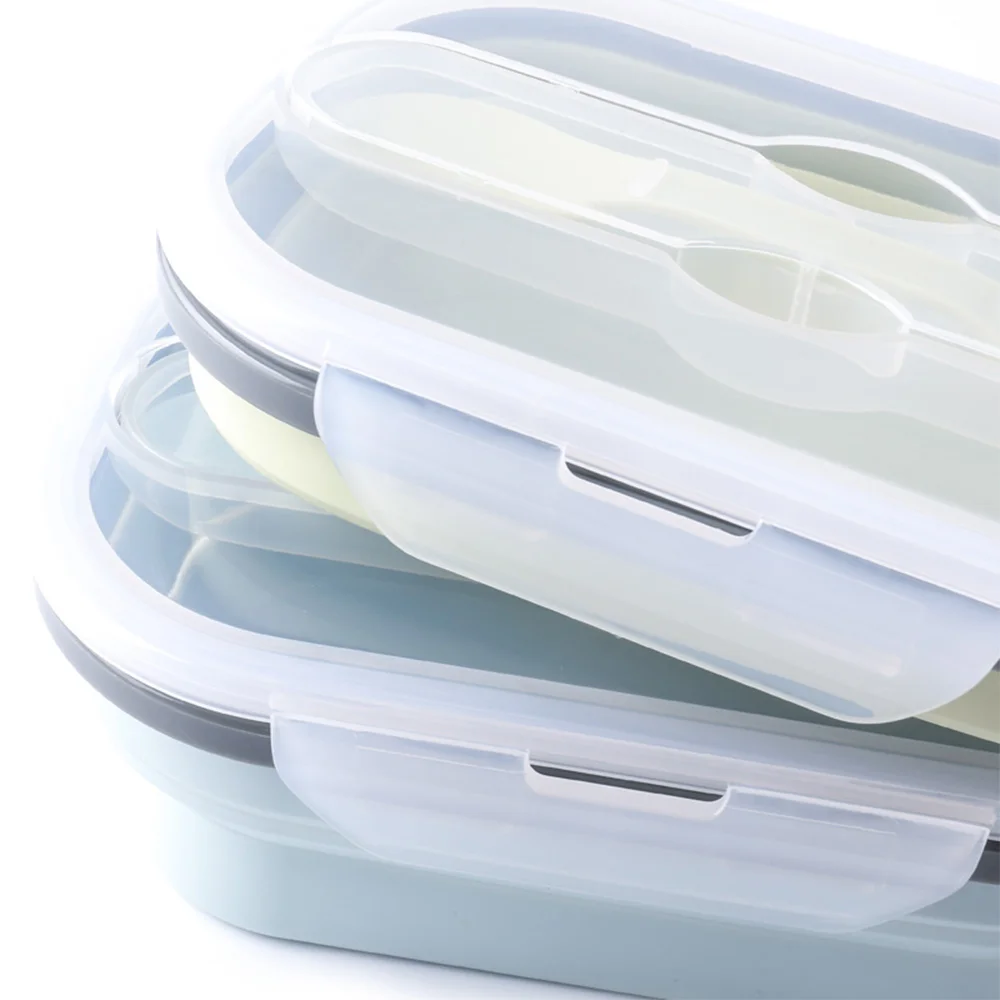 Силиконовый складной Ланч бокс портативный Бенто прочный салатный контейнер для