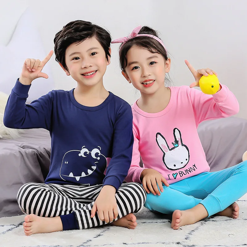 

Пижама для мальчиков и девочек, хлопковая, с мультяшным принтом, комплект из 2 предметов