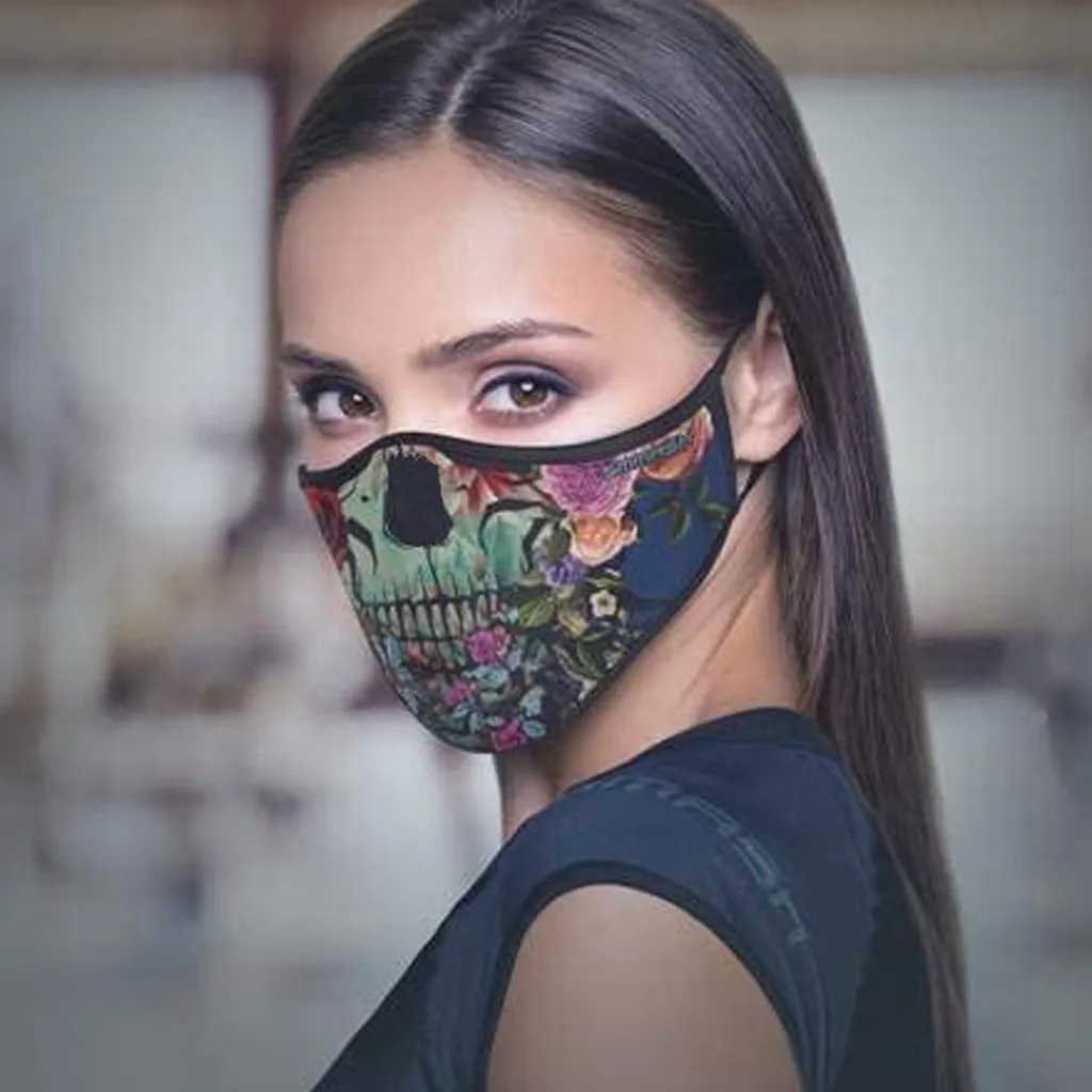 Летние пылезащитные маски с принтом черепа Kpop для мужчин и женщин Ветрозащитная