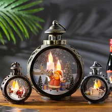 Luces LED de Navidad para decoración del hogar, adornos colgantes de ventana, Papá Noel, muñeco de nieve, linternas de viento, regalos de Año Nuevo