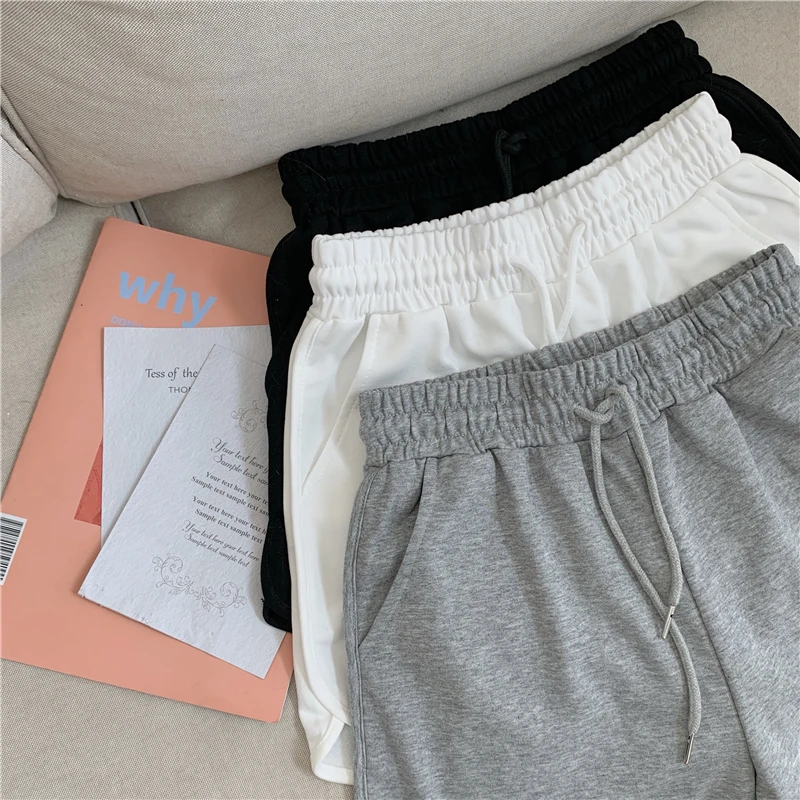 Шорты женские повседневные однотонные с высокой талией модные Универсальные