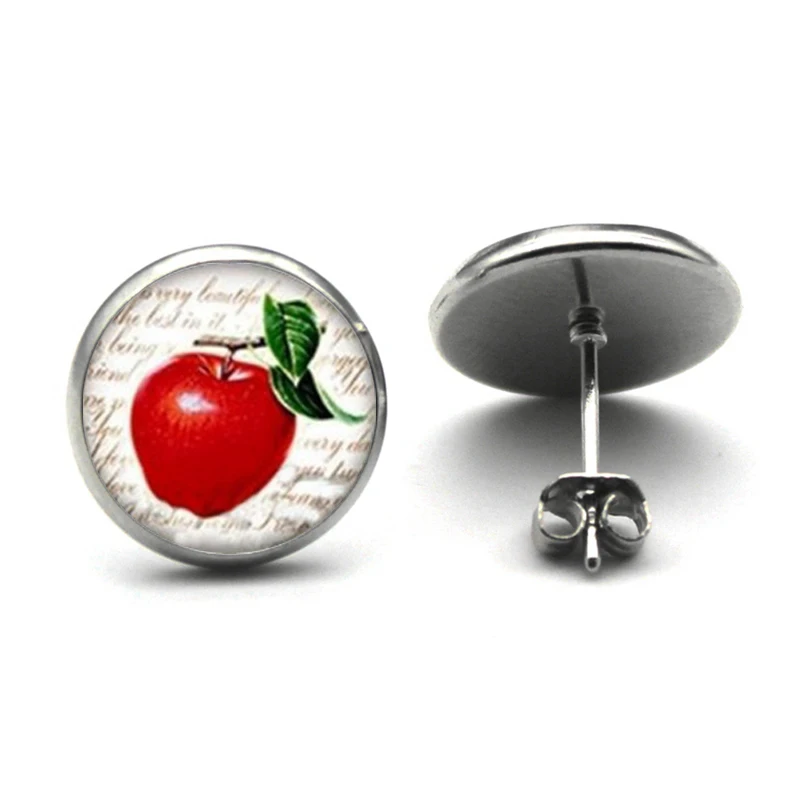 Лимонные серьги модные фруктовые вишневые серьги-гвоздики красные украшения в