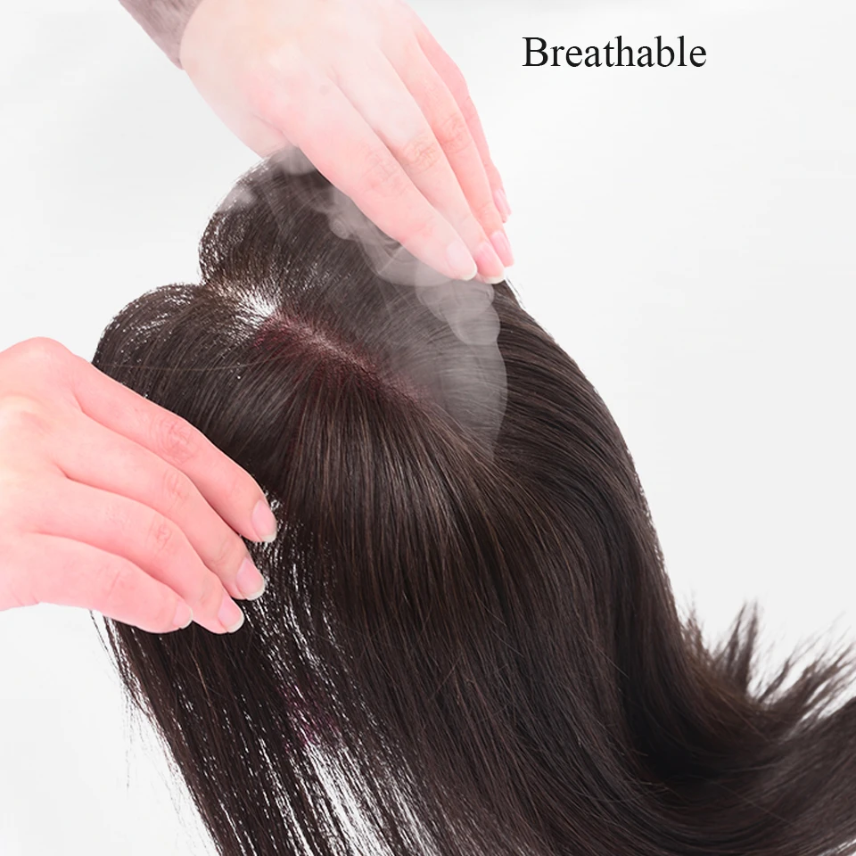 Brazilian Straight Topper Hair Remy Hair with Bangs for Women Clip-in One-piece Hair Extension Human Hair Pieces for Hair Loss