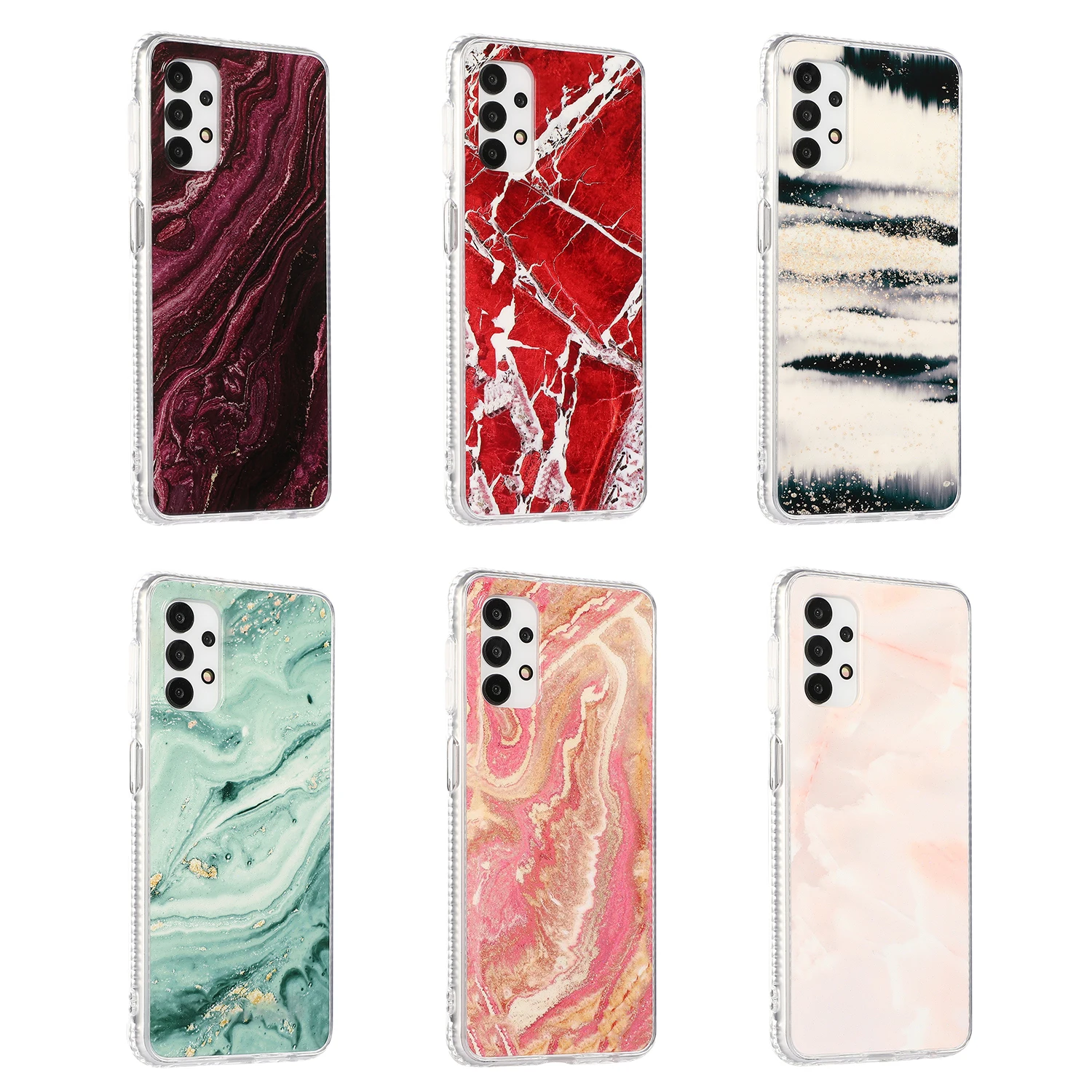 

Fashion Marbling Shockproof Colors Phone Case For Samsung Galaxy A12 A32 A52 A72 4G 5G Transparent Button Protection PTU Cover