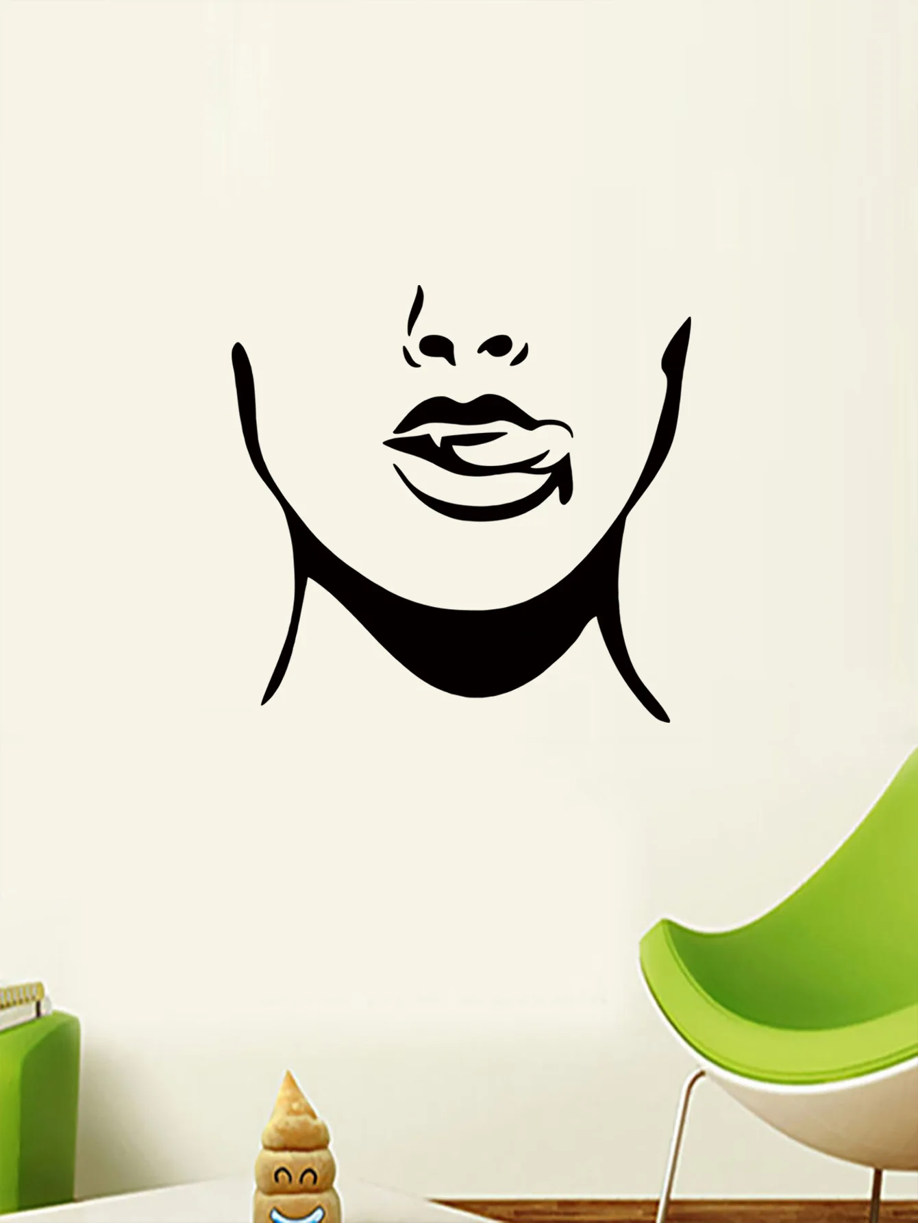 Simple Fashion Cartoon Face Lips Silhouette Wall Stickers Decals for Bedroom Living Room Home Decor YY9974 | Дом и сад