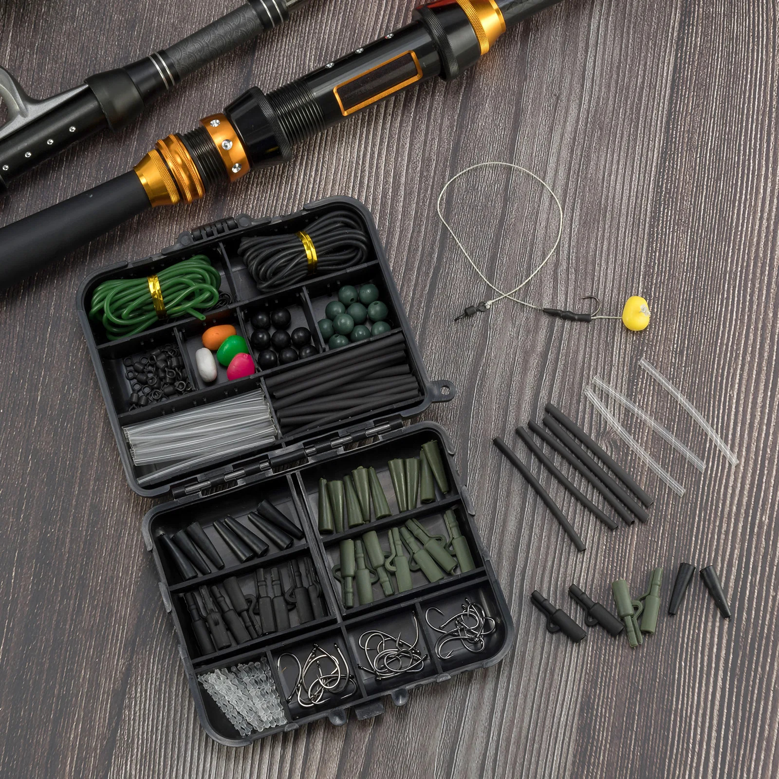 278/280/312pcs Carp Fishing Tackle Kit Fishing Swivel Snaps Hooks Anti Tangle Sleeves Safety Clips Carp Fishing Accessories