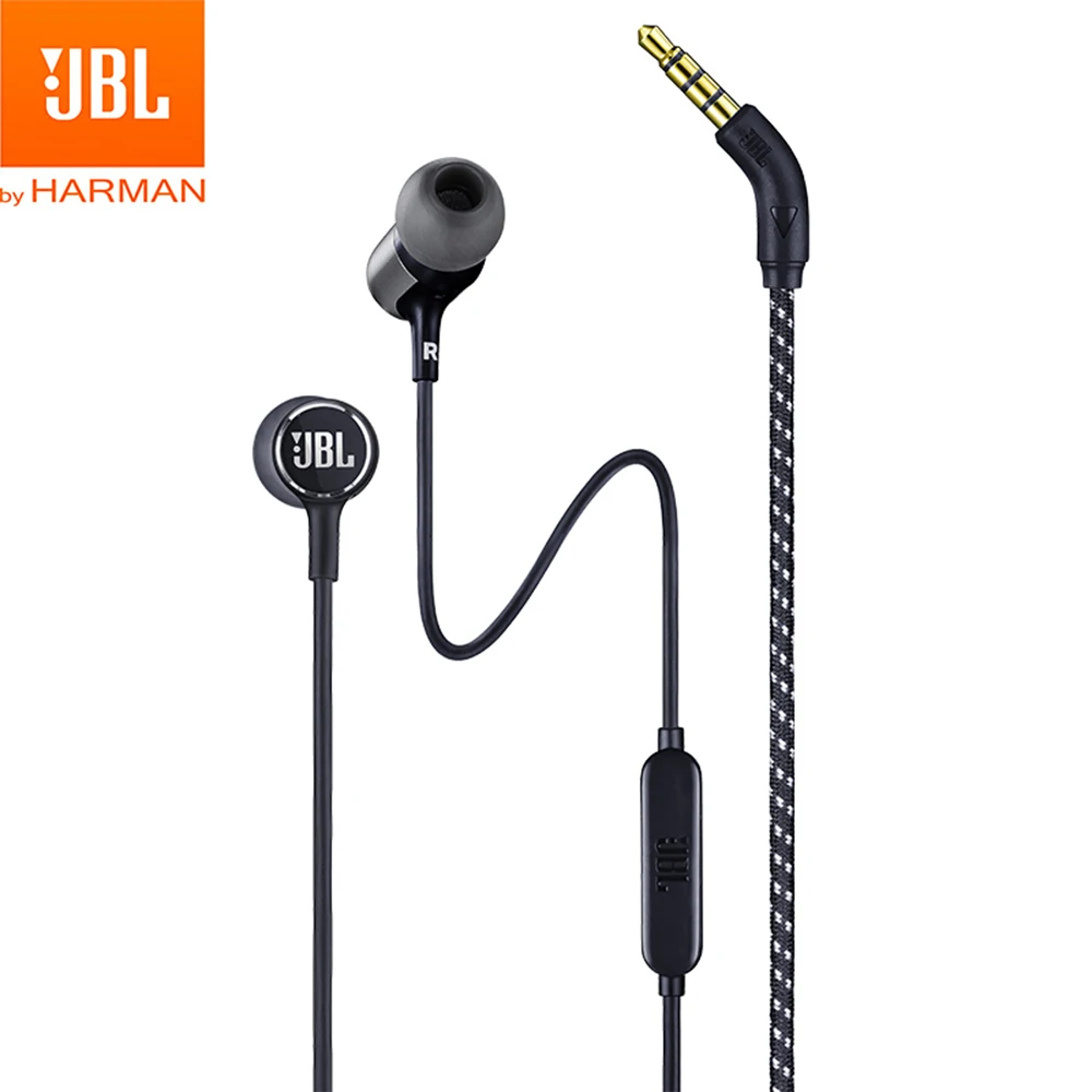 Черный JBL LIVE100 3,5 мм проводные наушники стерео звуковая линия управления Спортивная гарнитура Live 100 Глубокий Бас Звук Наушники громкой связи с микрофоном - Цвет: Черный