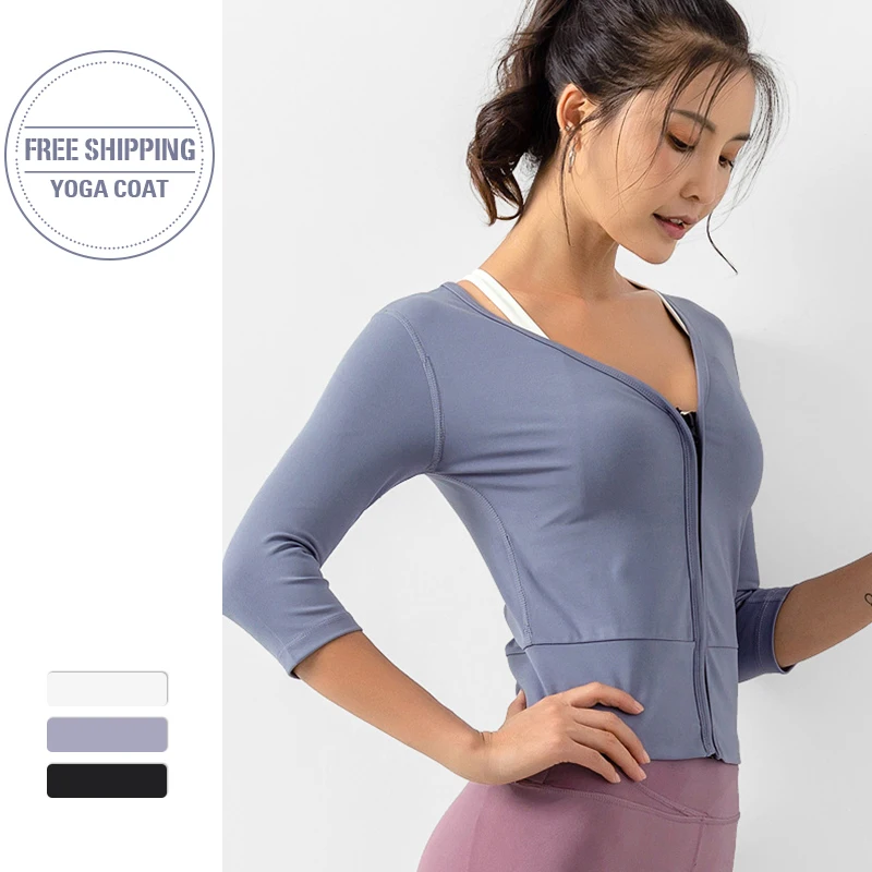 

Zipper Running Jackets Femme Gym Shirts Top Slim Sports Fitness Women Jersey Long Sleeve Workout Active Wear