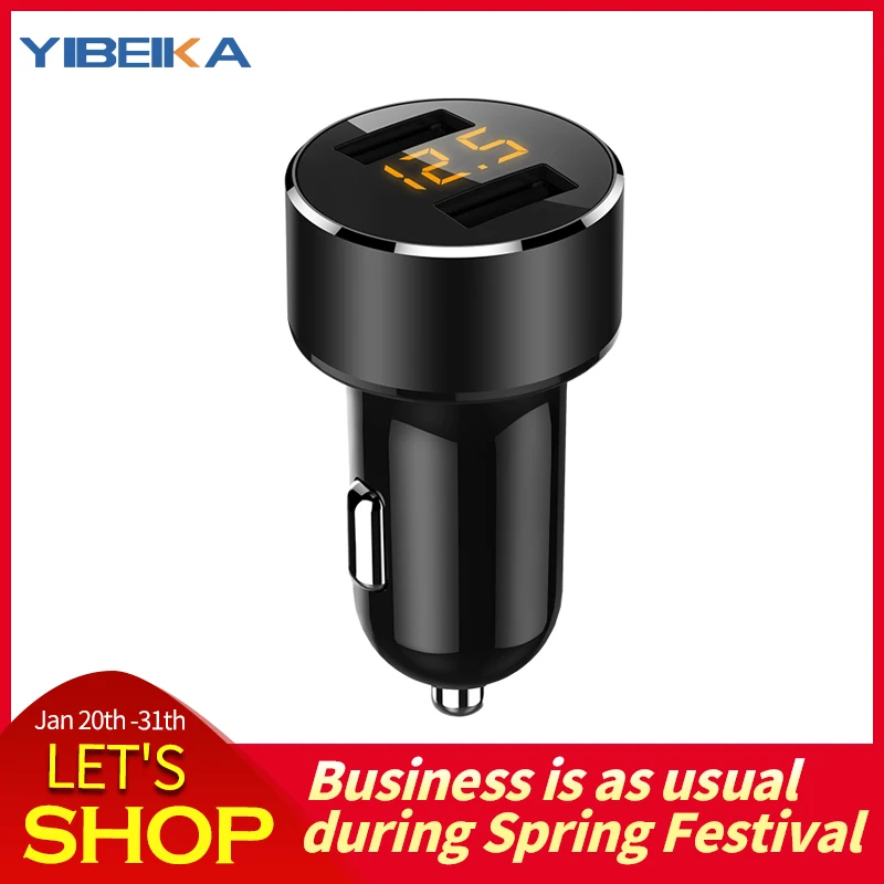 

YiBeika car charger display voltage 3.1A dual USB fast charger cigarette lighter car charger mobile phone universal charger