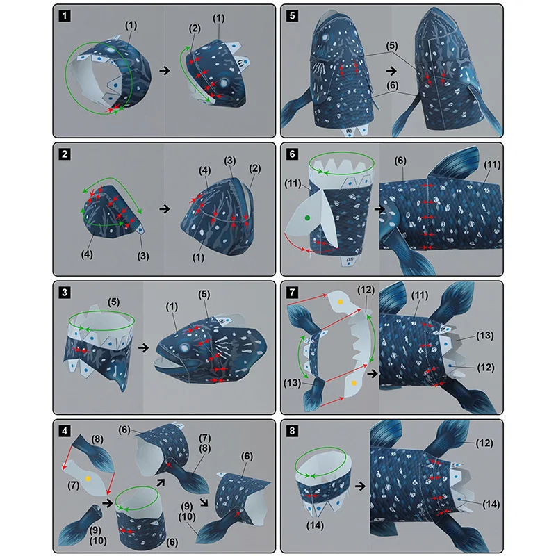 Coelacanth Fish Folding Origami Art Mini 3D Paper Model Papercraft Marine Animal DIY Kids Adult Handmade Craft Toys QD-229 | Игрушки и