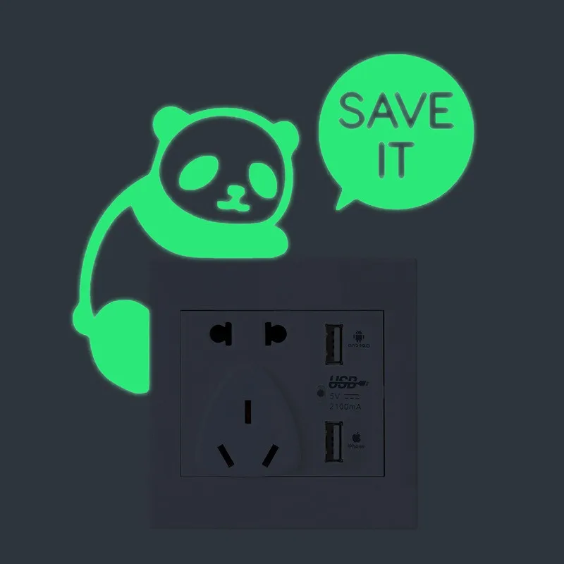 Светящаяся панда мультяшный переключатель наклейки светящаяся наклейка